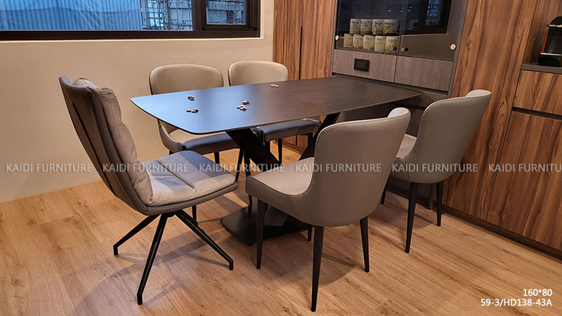 居家餐桌｜K26-ND601 維克特義式輕奢簡約風6尺船型岩板餐桌｜凱迪家具