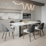 陶板餐桌推薦｜K34-01-27 克拉科義式輕奢不鏽鋼腳義大利陶板餐桌｜凱迪家具