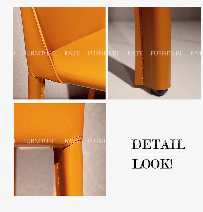 客製顏色餐椅｜K34-05-4 蜜莉愛馬仕橘色馬鞍皮餐椅/可改色｜凱迪家具