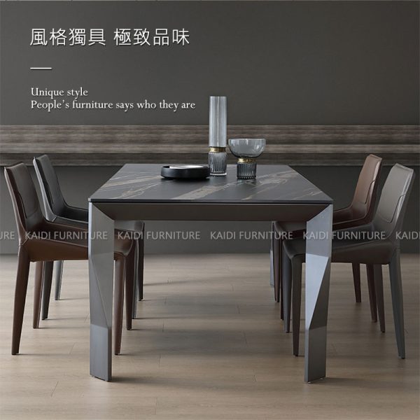 岩板餐桌｜K34-DD770 弗朗義式輕奢6尺鋁合金腳岩板餐桌｜凱迪家具
