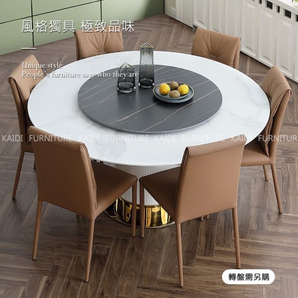 岩板餐桌推薦｜K26-ND688 加布里義式輕奢直徑135公分岩板圓桌/轉盤另售｜凱迪家具
