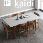 陶岩板餐桌｜K34-09-10 艾爾北歐Y字形原木腳座6尺岩板餐桌｜凱迪家具