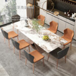 岩板伸縮餐桌｜K34-06-10 維茲義式輕奢簡約雙C腳岩板伸縮餐桌｜凱迪家具