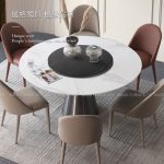 陶岩板專家｜K34-ND685-2 珮瑞義式輕奢直徑135公分不鏽鋼腳岩板圓桌/轉盤另售｜凱迪台中家具