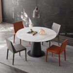 北歐伸縮餐桌｜K34-ND607 克達斯義式輕奢直徑135公分岩板伸縮圓桌｜凱迪家具